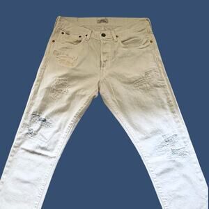 Polo Ralph Lauren Sullivan Slim Jeans 32x34 White Distressed Repair Denim Men